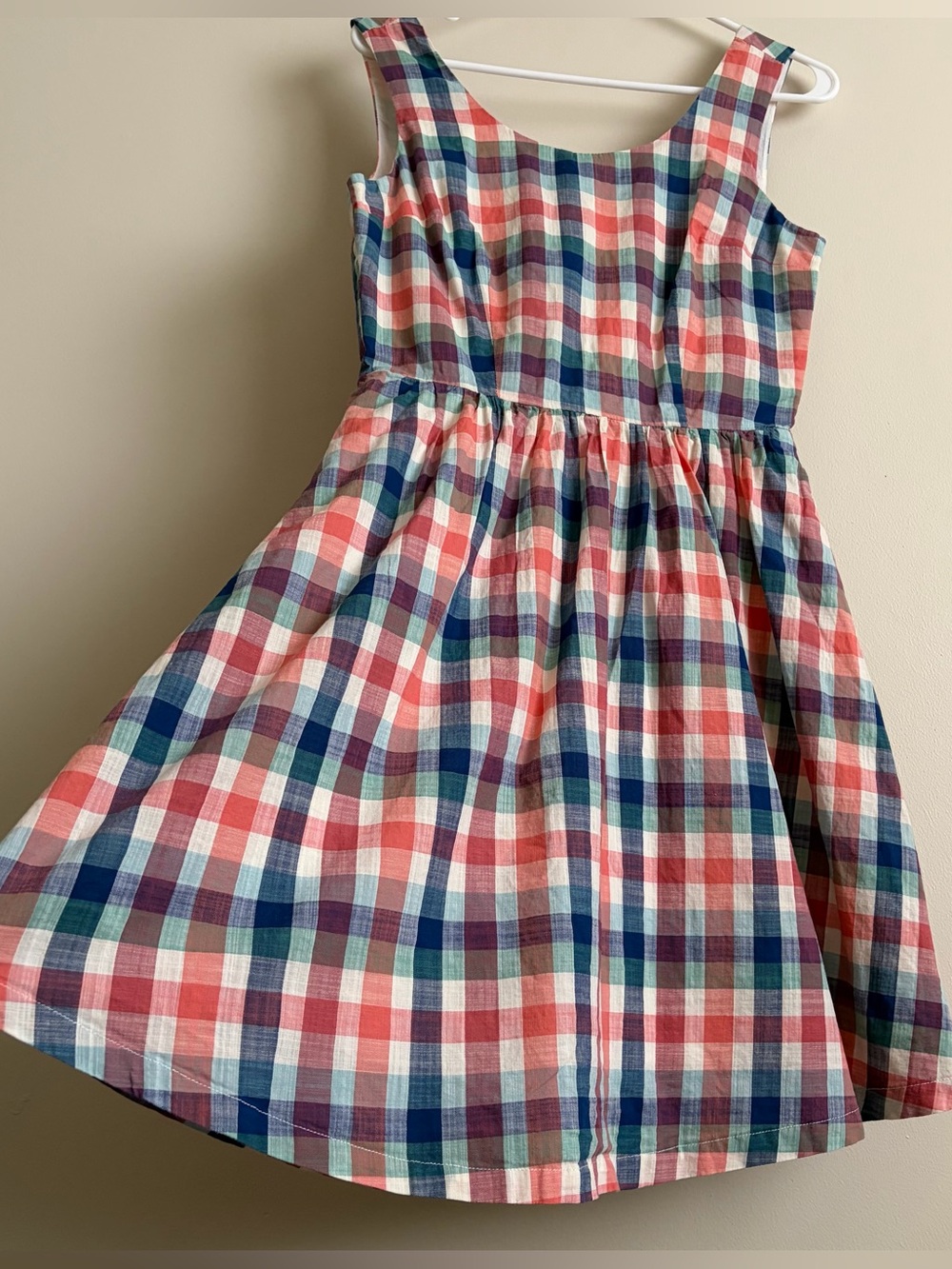 100% Cotton ModCloth A-line gingham/plaid pink green and blue dress